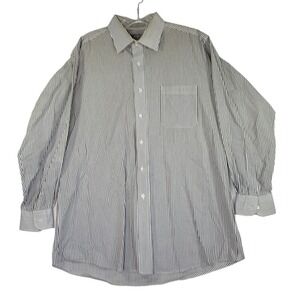 Stafford Executive Gray Striped Dress‎ Shirt Long Sleeve Button Up Size 16.5 33